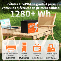 CTOLITY CT100-12 Batería LiFePO4 12.8V 100Ah 1280Wh