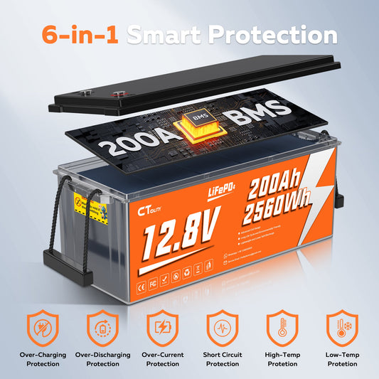 CTOLITY CT200-12 12.8V 200Ah 2560Wh LiFePO4 Battery